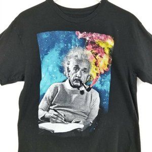 Albert Einstein Mens T-Shirt Black Crew Neck L